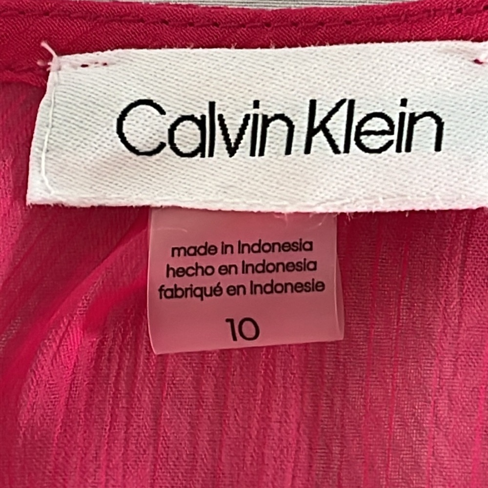 NWT Calvin Klein Cocktail Dress Size 10 Hibiscus High Low Chiffon - Picture 2 of 15